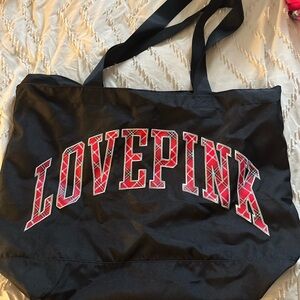 PINK Victoria's Secret Black and Red Love Pink Tote